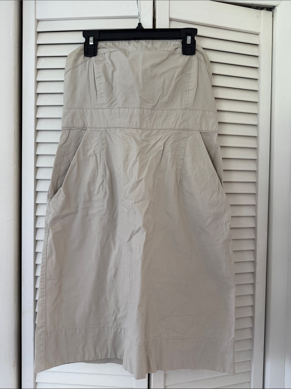 New York & Company Beige Midi A-Line Skirt